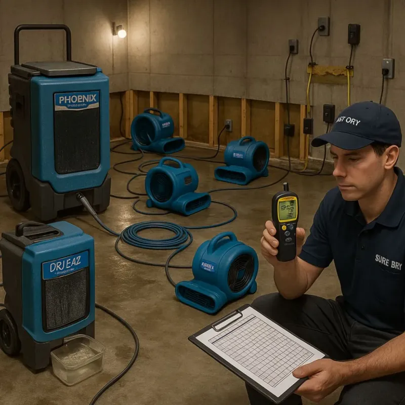 Structural Drying and Dehumidification process in Tamworth, NH